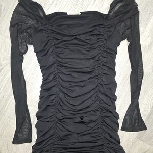 Source Unknown Black Ruched Long Sleeve Dress